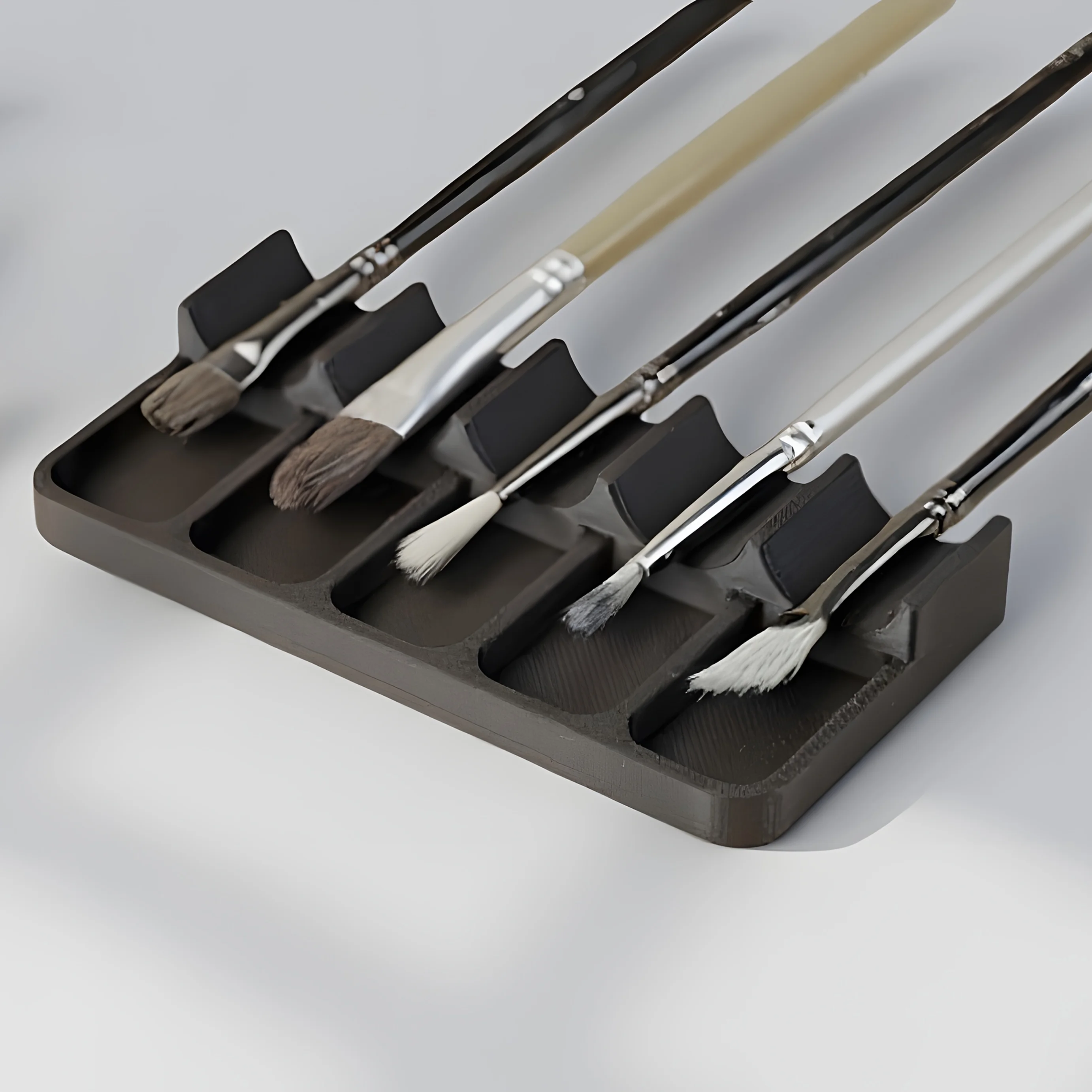 3D Printed Plastic Brush Holder Lightweight Portable Painting Brush Rest Holder Space-Saving Mini Size Brush Storage Box