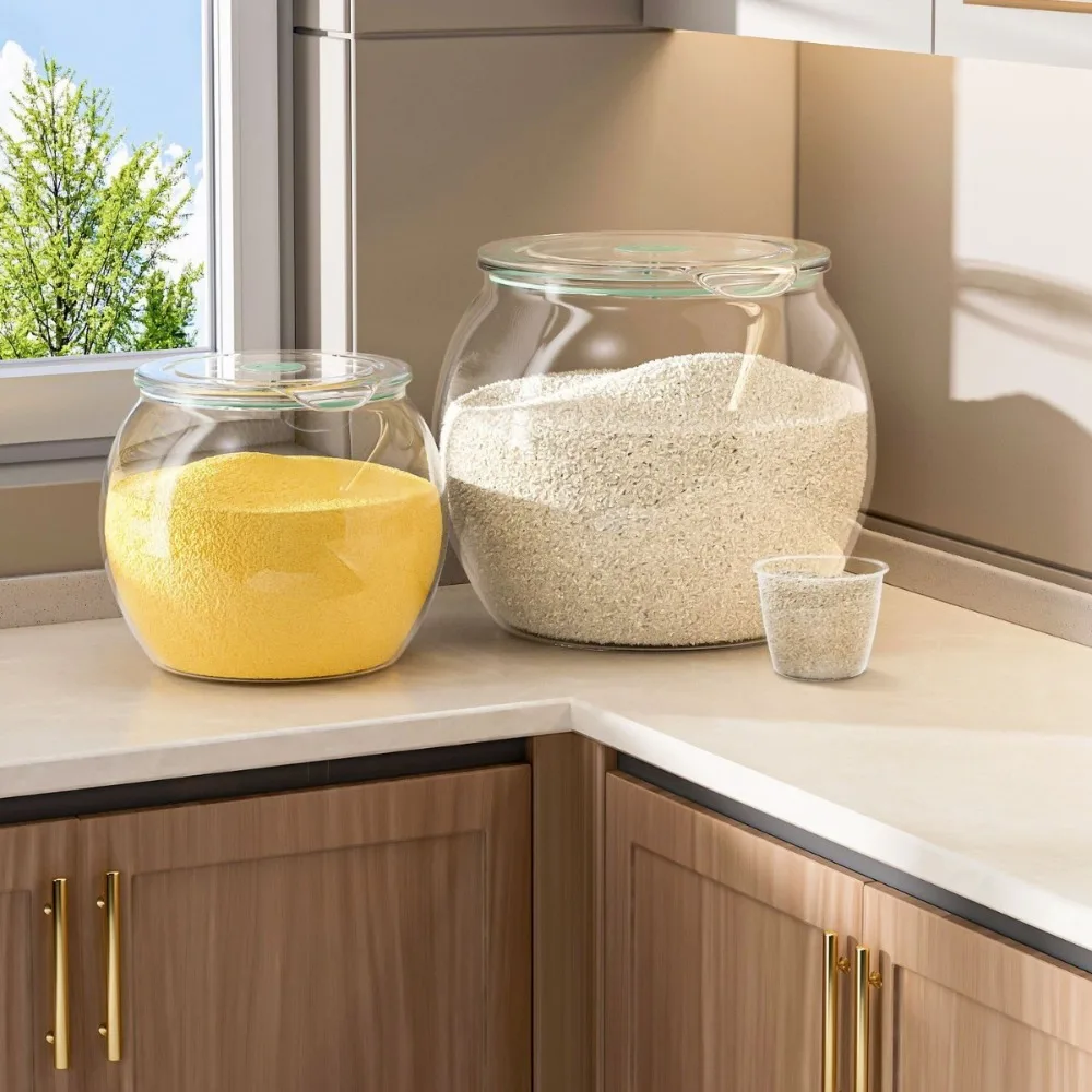 New Transparent Rice Bucket Barrel Sealed Large-Capacity Pickle Jar Moisture-proof Plastic Grain Container Household