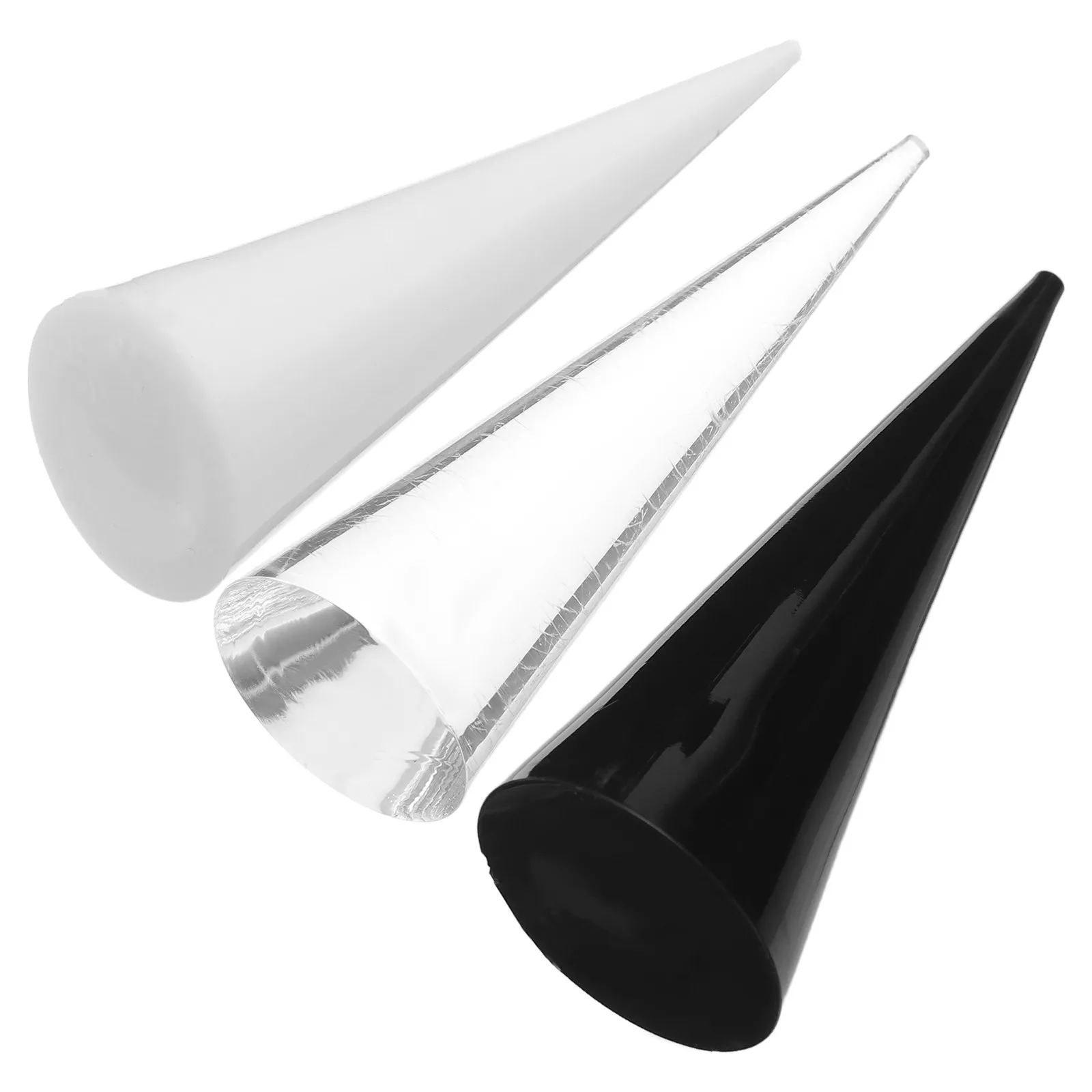 3Pcs Acrylic Cone Ring Stand Jewelry Display for Rings Engagement Wedding Bands Vendor Showcase Nightstand Organizer Space