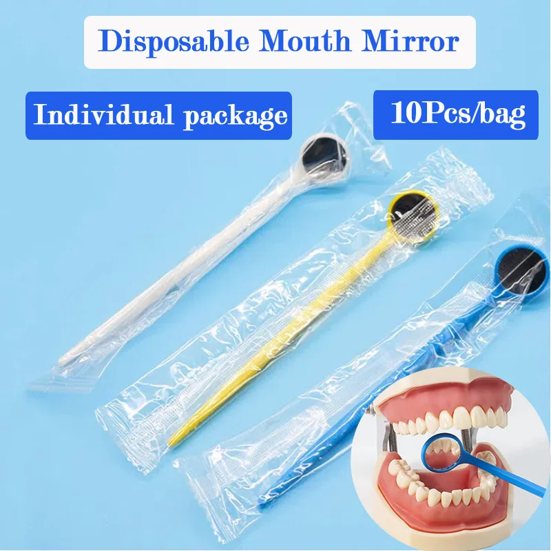 10Pcs Dental Mouth Mirror Plastic Disposable  Multifunction Reflector Checking Inside Oral Cavity Hygiene Care