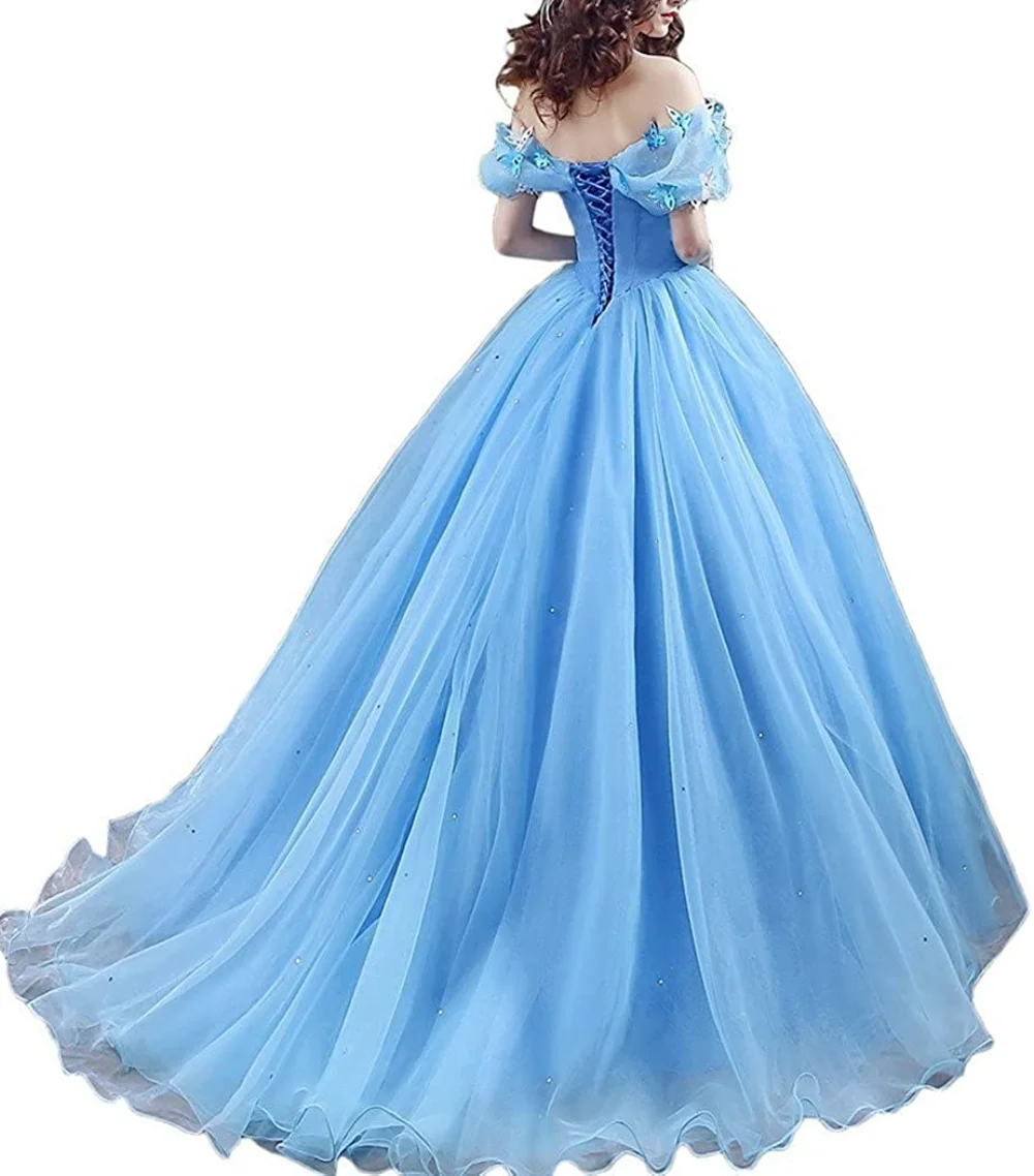 Charmingbridal-vestido de baile de graduación, traje de Cosplay de la princesa Cenicienta, hombros descubiertos, Organza, quinceañera