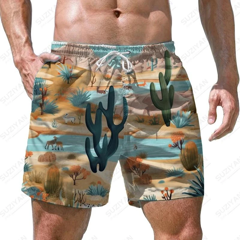 Summer Fashion New Design Art Print 3d Cactus Beach Shorts For Men Women Kids Casual Swimming Trunks Gym Board Ice Mens Shorts