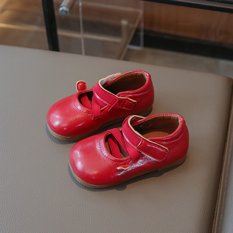 

New Spring Autumn Kids Leather Shoes Simple Girls School Flat Shoes Causal Children Princess Shoes Round-toe Non-slip Versatile