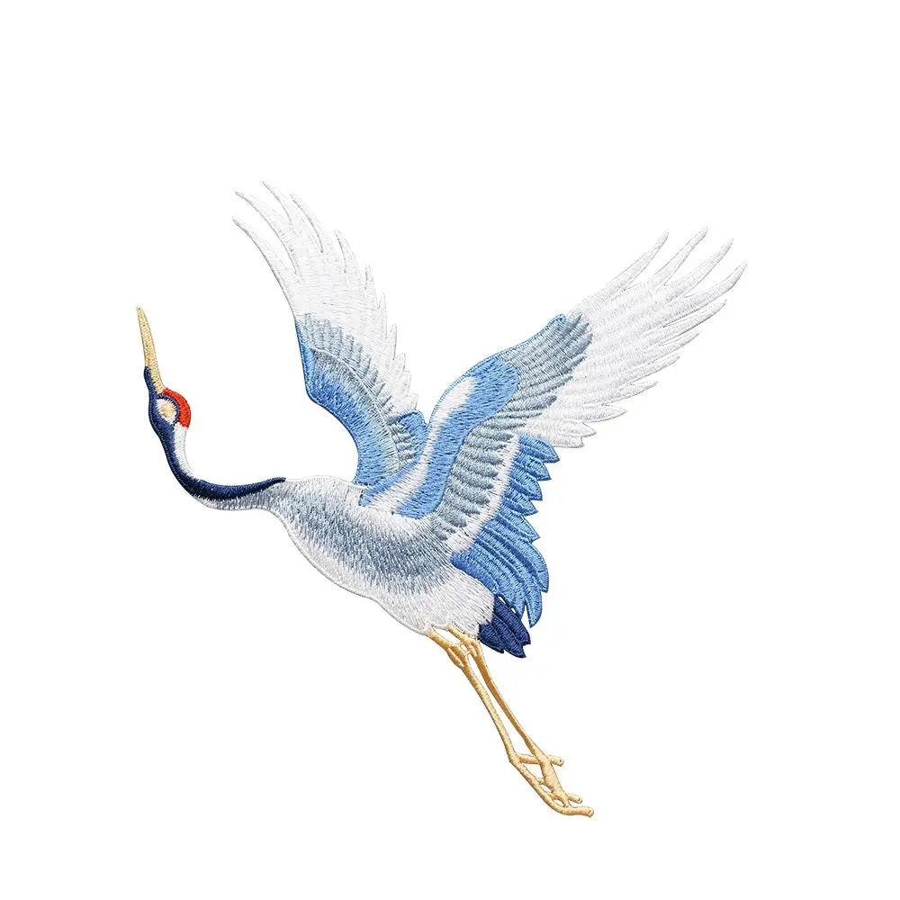 Chinese Style Crane Birds Clothes Stickers Red-crowned Sew On Patches Clothes Decor Embroidery Embroidered Applique