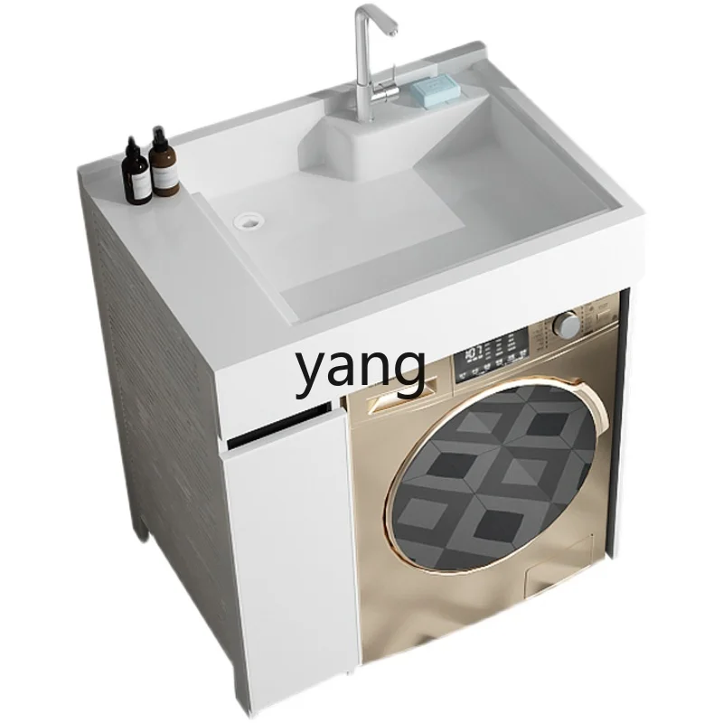 

LXL Alumimum Washing Machine Cabinet Small Apartment Balcony Integrated Inter-Platform Basin Wash Basin Custom Corner Cutting