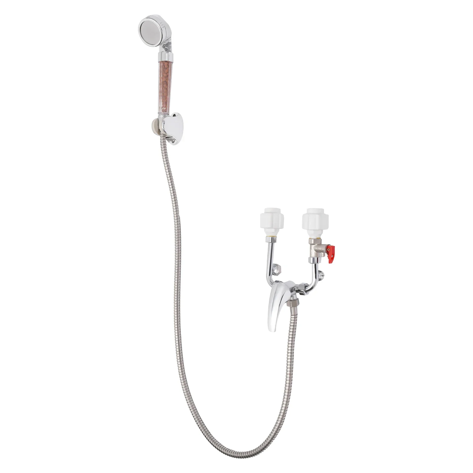 Aquecedor de água elétrico de 1500 W, aquecedor de água montado na parede de 110 V com tanque de 10 galões, IPX4 à prova d'água, com cabeça de chuveiro e torneira (50L)