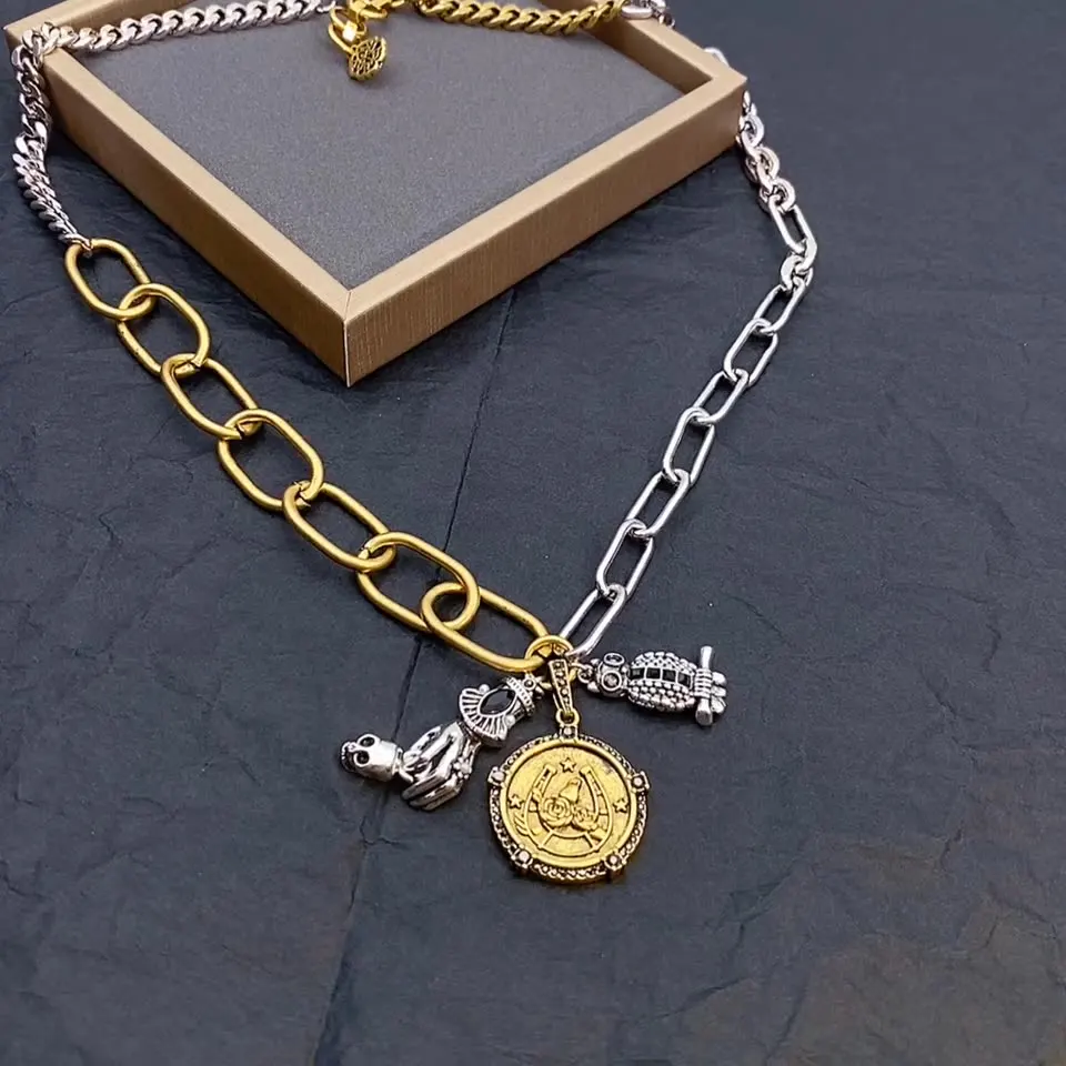 

European And American Skull Retro Necklace Owl Pendant Fashionable Sweater Chain Hip-hop Necklace For Women
