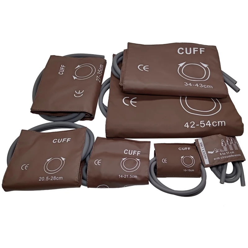 All Sizes In One Set Reusable Blood Pressure NIBP Cuff With Double Tube For Neonates to Adult Size Patient Monitor Double Hose
