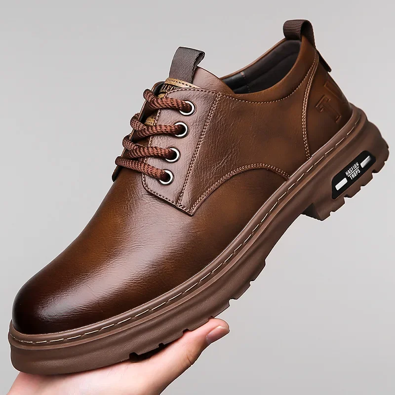 

Men's Casual Leather Shoes Designer Trendy All-match Platform Shoes Men's Business Breathable Leather Shoes Shoe