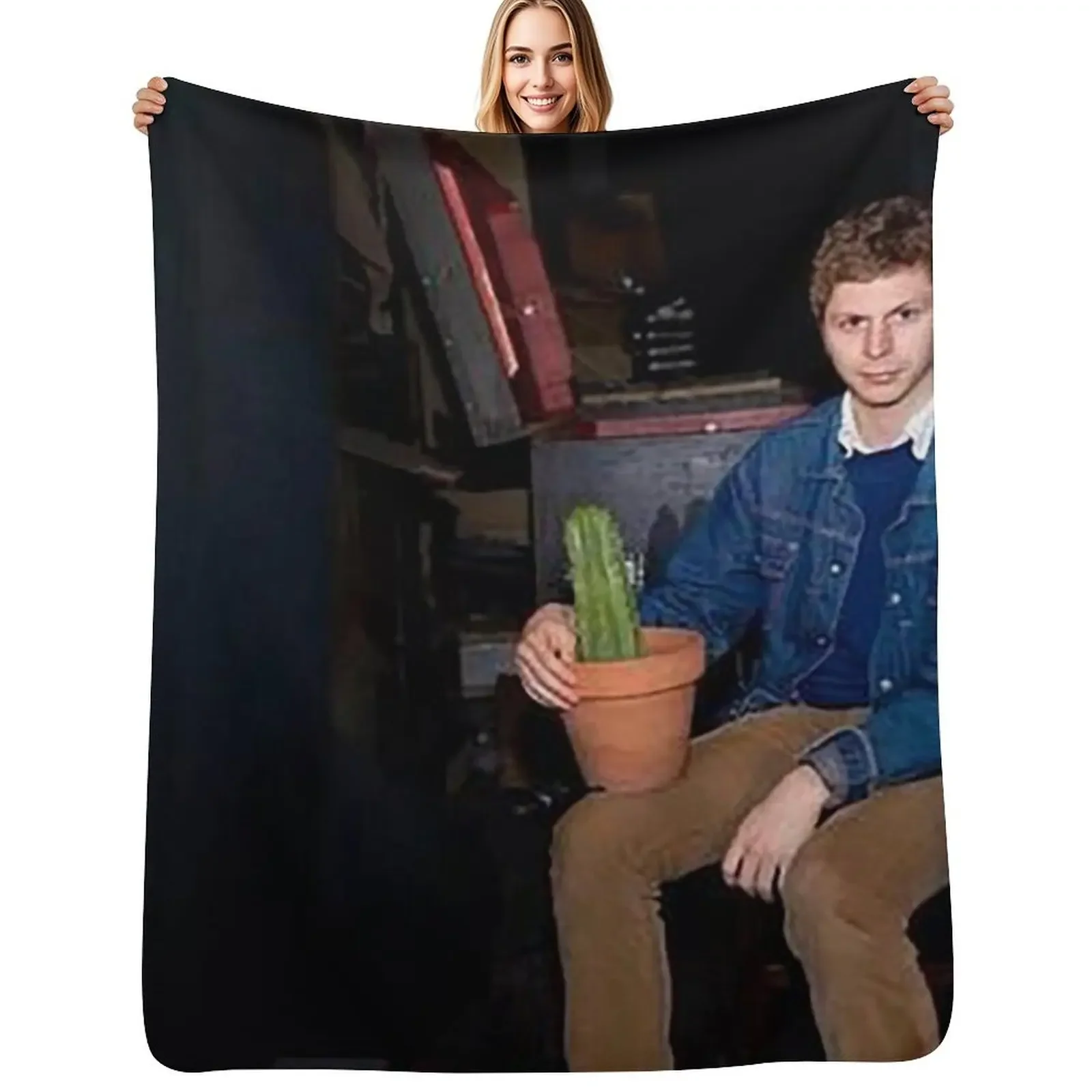 

Michael Cera With a Cactus Throw Blanket Kid'S halloween Custom Large Blanket