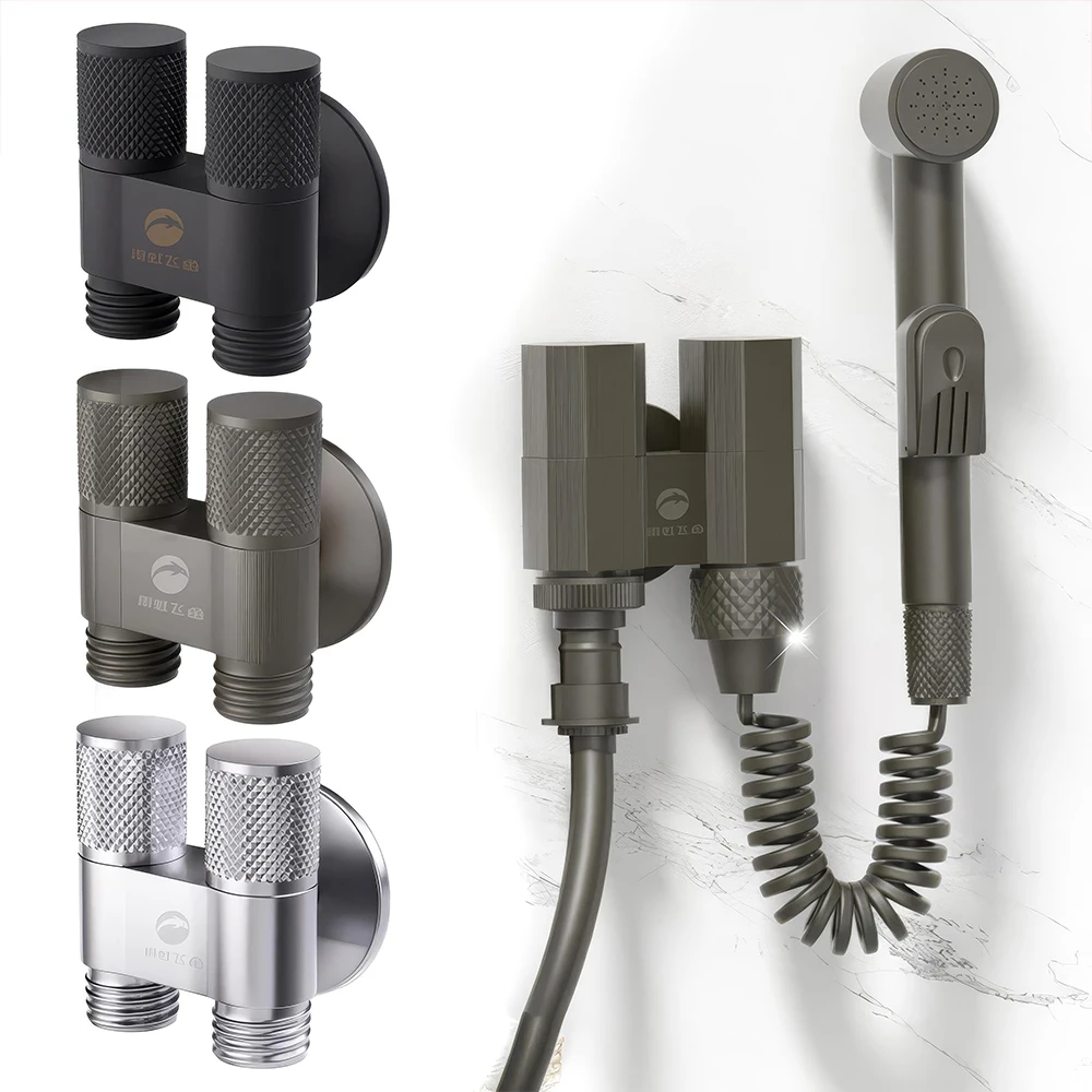 ORIENTAL YUHONG Brass Angle Valve Wall Mount One In Two Out Water Cleaning Sprayer Faucet Bathroom Toilet Accessories