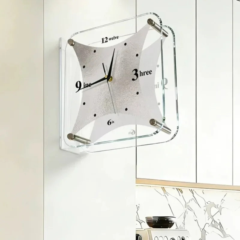 Aesthetic Art Double-sided Wall Clock Elegant Interior Decoration Corner Wall Clock Modern Living Room Silent Clocks Home Decor