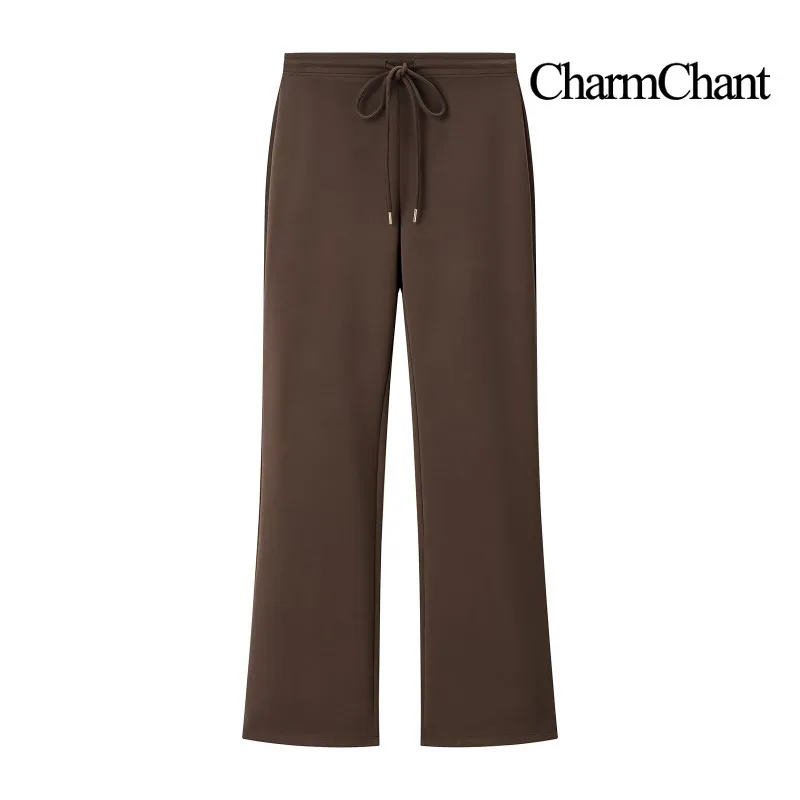 Pantaloni svasati a vita media CharmChant da donna Primavera Autunno 2026 Pantaloni da jogging sportivi comodi ed eleganti con coulisse