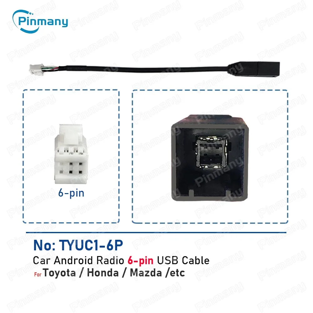 Car Android Radio Audio Connector TYUC1 4 6 Pin USB Wire Harness Cable stereo Socket Adapter for Toyota Honda Mazda