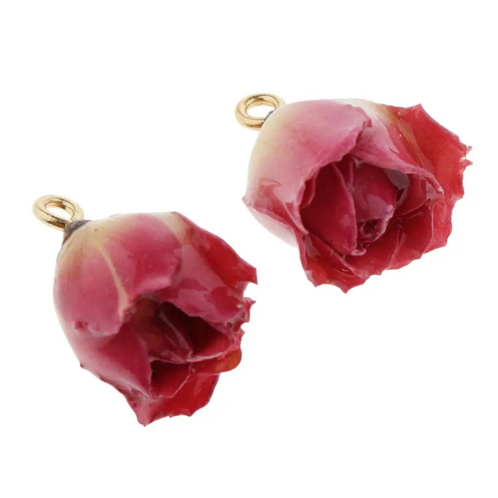 2x Resin Real Flowers Charms for Jewelry Making Necklace Crafts