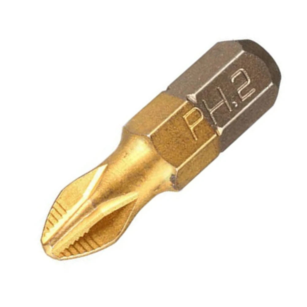 10pcs 25mm Philips Screwdriver Bits S2 Alloy Titanium Coated 1/4 Hex Shank PH2 Anti-slip Magnetic Cross Screwdriver Bits Set