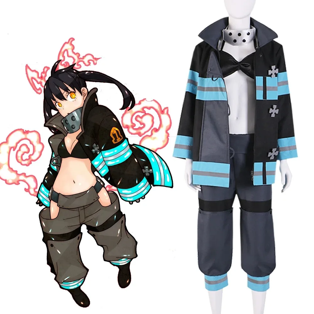 Fire Force Kotatsu Tamaki Cosplay Costume 1st Special Fire Brigade Uniform Suit Tamaki Kotatsu Wig Headgear Halloween Costume