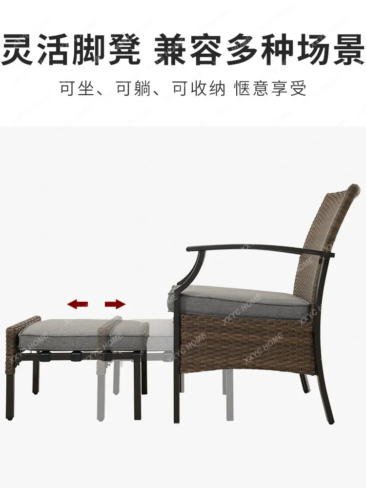 

Balcony Leisure Area Layout Rattan Chair Courtyard Home Garden Table and Chair Outdoor Sofa Five-Piece Set