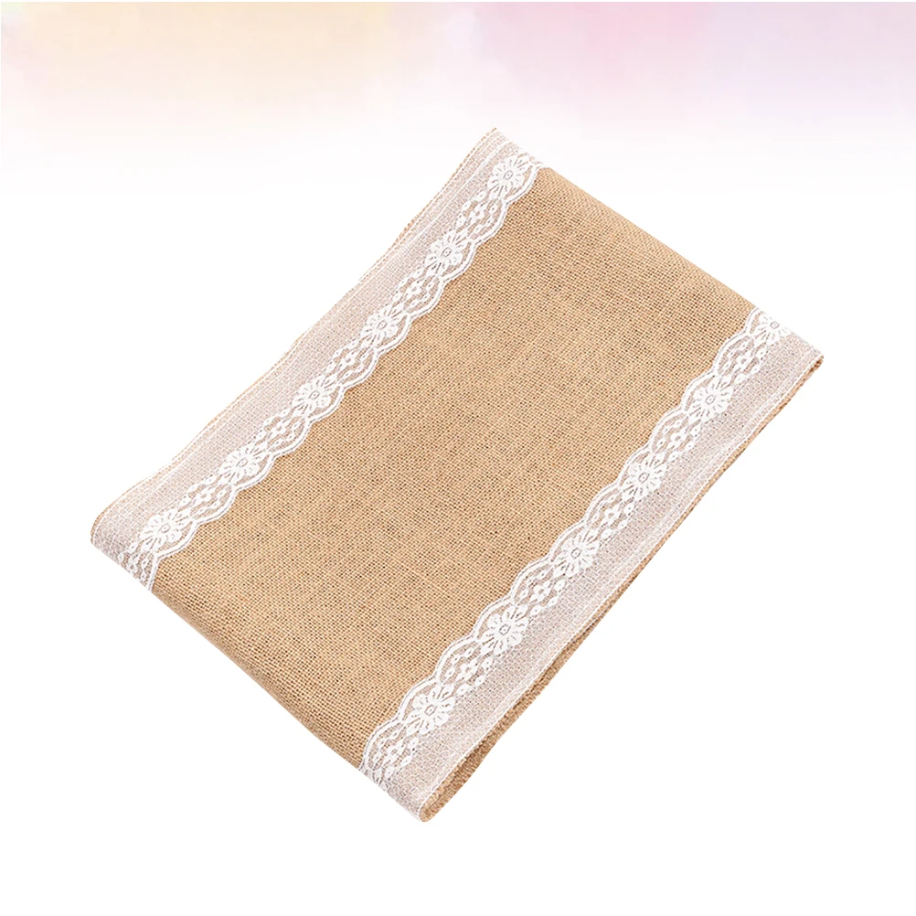 

Stylish Lace Table Cloth Romantic Jute Material Wedding Dinner Picnic Decor Long Wide Table Cover 30x275cm