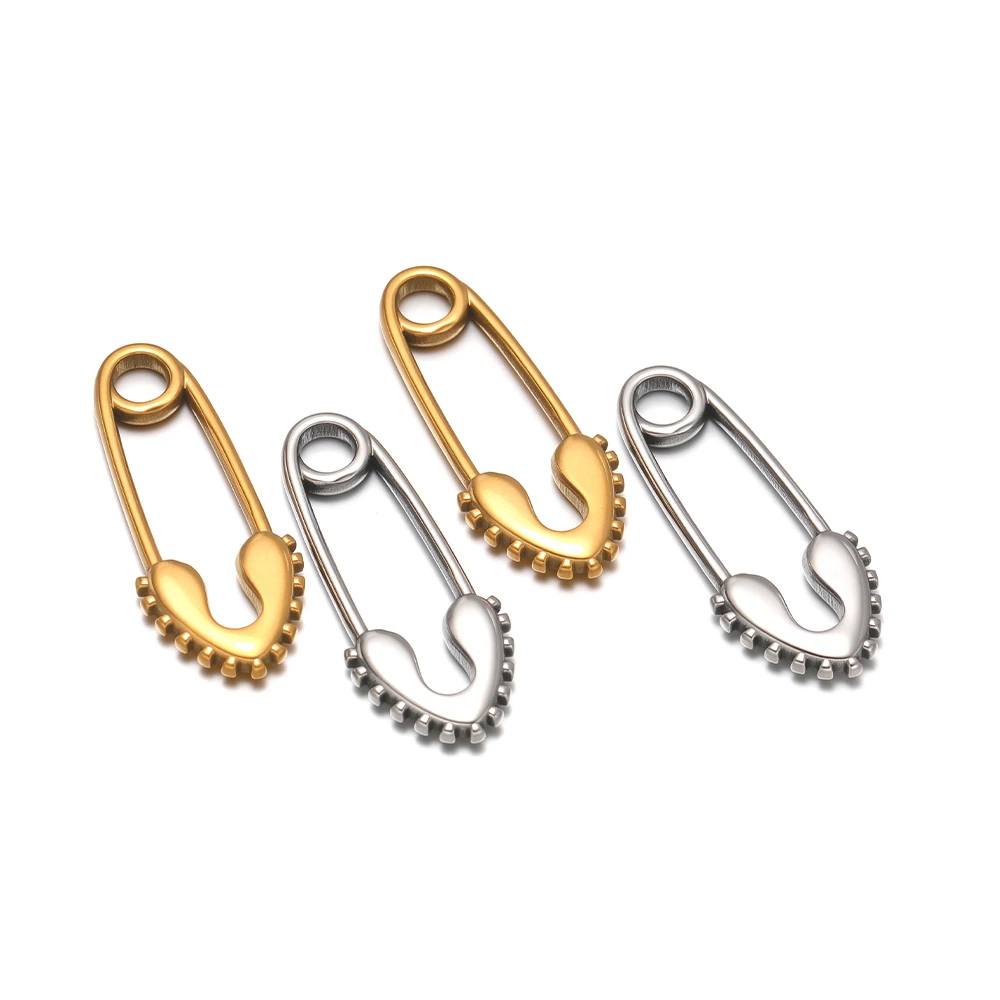 2Pcs Stainless Steel Safety Pin Charms Heart Pendant for Women DIY Necklaces Jewelry Making Earrings Findings Anklet Accessories
