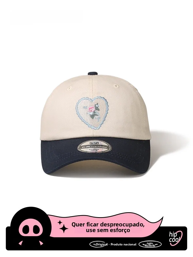 yesow-wide-brim-baseball-cap-embroidered-heart-small-face-appearance-american-style-women's-cotton-casual-hat-for-travel