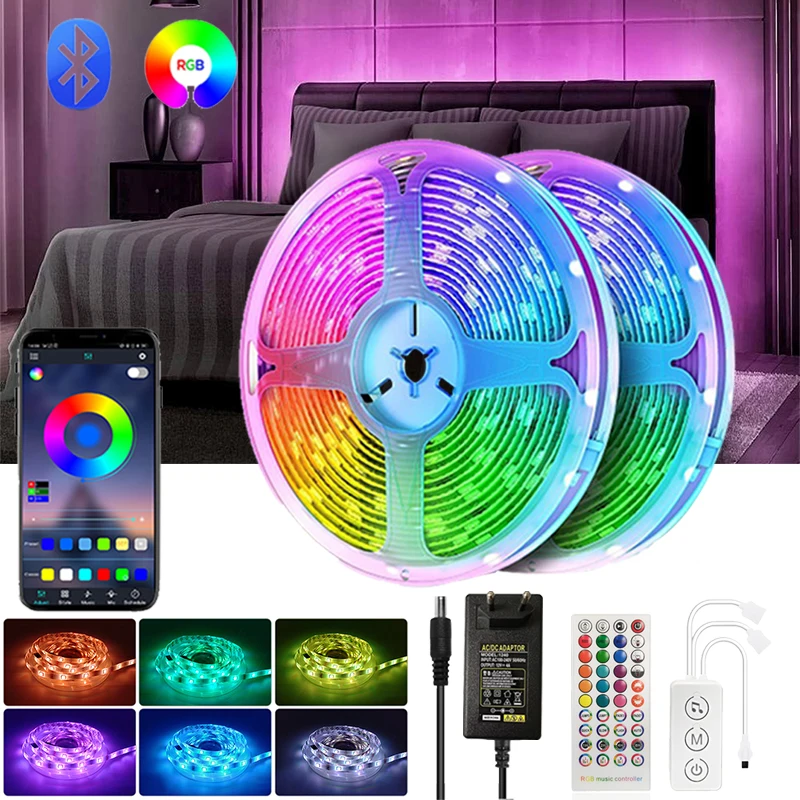 

RGB Led Strip Lights Bluetooth 5050 220V Rgb Led Tape Light Music Sync Rgb Led Lights Strip Smart Led Lights For Room Decoartion