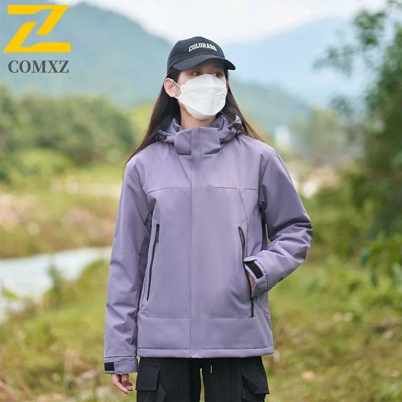 

COMXZ Мужская повседневная спортивная куртка с капюшоном, зимняя водонепроницаемая ветрозащитная ветровка, свободная верхняя одежда, модное термобелье, уличное пальто