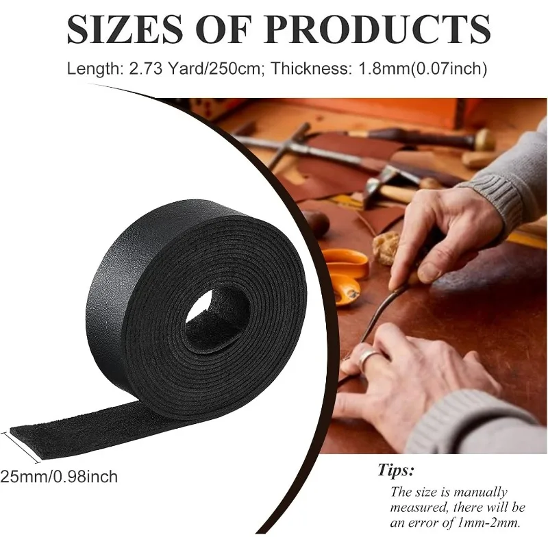 98 Inch Long Double Sided Smooth Leather Strip 1 Inch Wide Single Side Leather Strip for DIY Craft Projects Pet Collars Belts