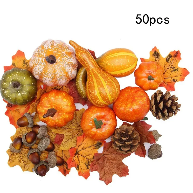 50pcs simulazione zucca autunno dorato Mini zucca Set zucca di Halloween decorazione del ringraziamento decorazioni di zucca тыква