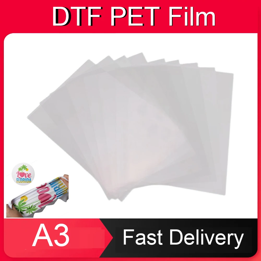 

DTF Transfer Film PreTreat Sheets PET Heat Transfer Paper for DIY Direct to Film Print on T-Shirts Textile A3