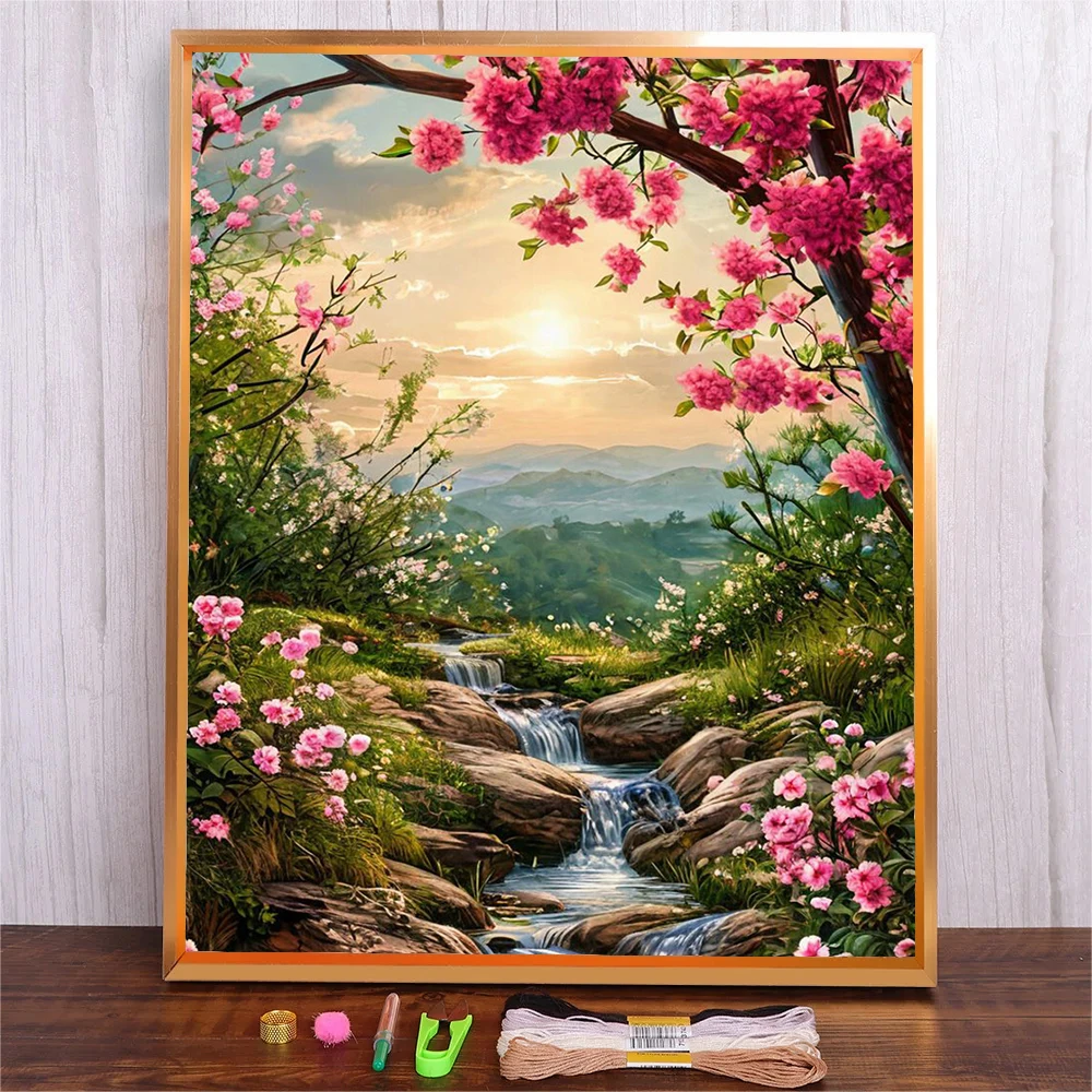 

Full Printed Embroidery Kit For Beginner Needlework Kits Landscape Pattern Cross Stitch Modern Beauty Sewing Art Wall Embroidery