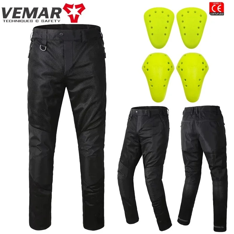 Summer Mesh Motorcycle Pants Men Knee Protective Pads Breathable Anti‑Impact Motocross Racing Trousers Adjustable Off‑Road Items