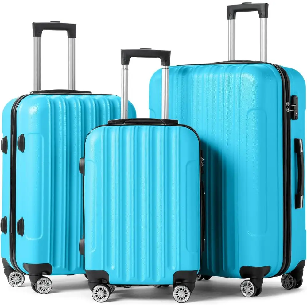 

3 Piece Hardside Luggage Set with Spinner Wheels, TSA Lock, and Lightweight ABS for Travel - Blue (20/24/28)