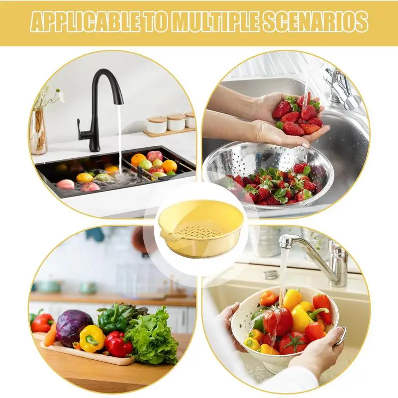 استنزاف سلة مصفاة طبقة مزدوجة مفيد التوت والطماطم غسالة المحمولة تخزين حوض غسيل الفاكهة لغسل الخضار الفاكهة