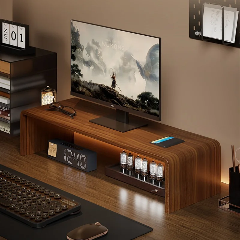 Wooden Monitor Storage Rack Office Monitors Laptop Riser Stand Desktop Computer Screen Height Increase Base Monitor Organizer