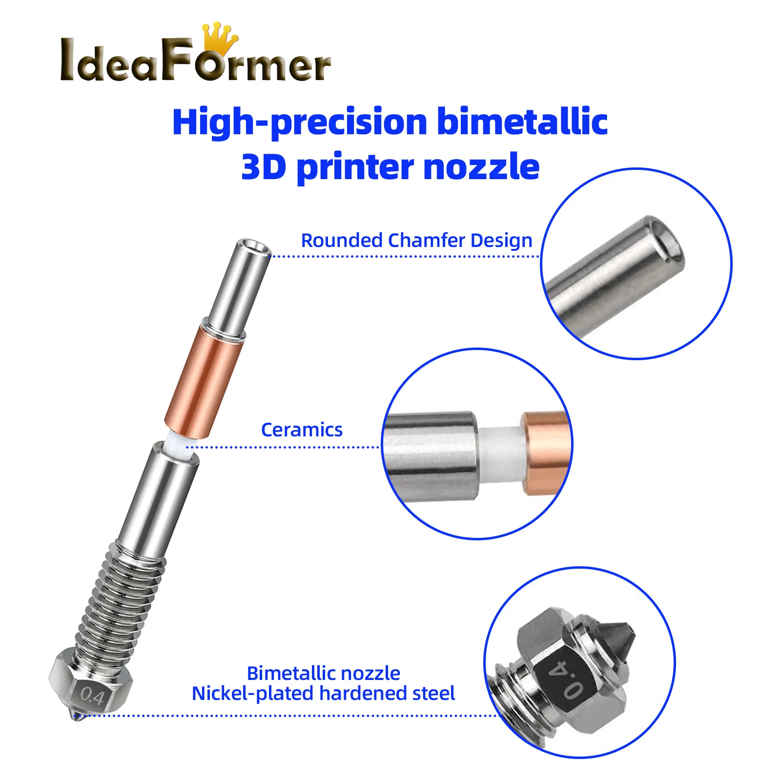 For QIDI Plus4 Bimetallic Nozzle With Ceramic Insulation Integrated Design Quick Removal Integration Nozzles For QIDI Plus4 Part