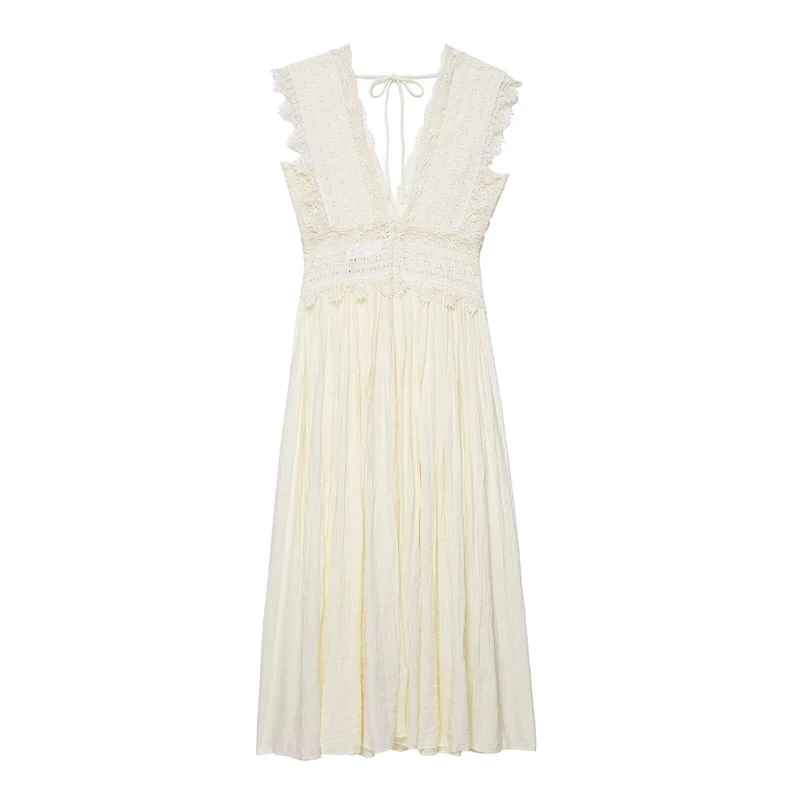 Vestido de renda com decote em v com cinto em camadas para mulheres primavera casual poliéster rua vestido de verão, elegante romântico data noite presente para adolescentes