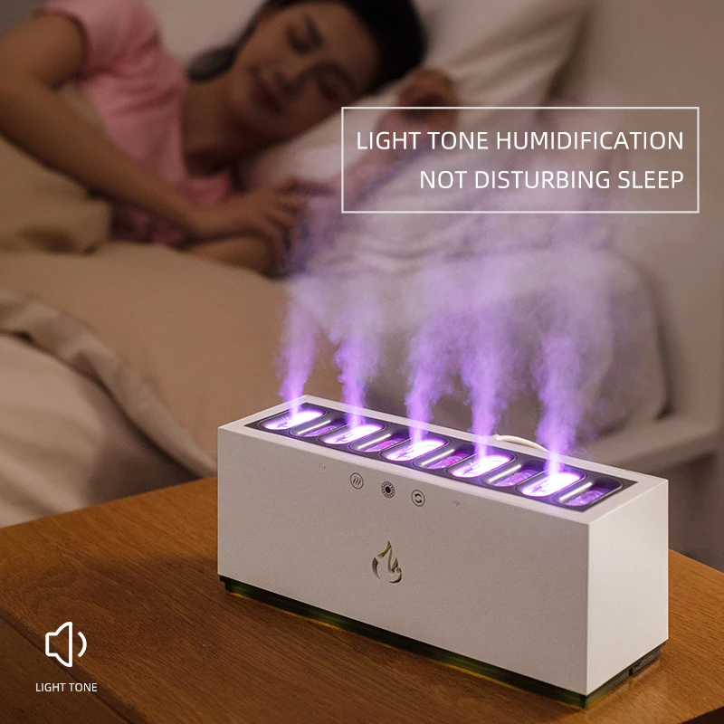 Hogar Heavy Fog Air Humidifier USB Ultrasonic Cool Mist Maker with RGB LED Lamp Follow Sound Rhythm Spray for Home Room Aroma Di