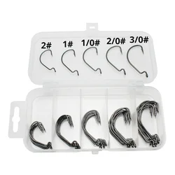 50pcs/lot Wide gap Texas fishing hooks offset fishhook for soft biat lure fishing Texas rig or Carolina rig fishing hook set