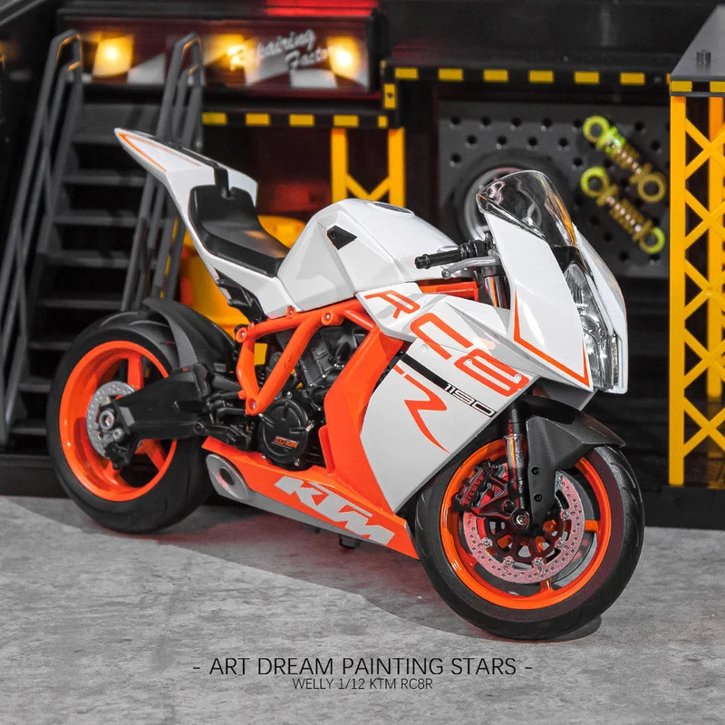 WELLY 1:10 KTM 1190 RC8 R Alloy Racing Motorcycle Model Metal Street Cross-country Sports Motorcycle Model Simulation Kids Gifts