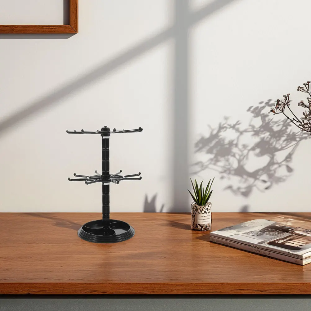 

2 pcs Rotatable Keychain Hanger Jewelry Display Stand For Women Craft Shows Vendor Events Small Pendant Holder Organizer Black