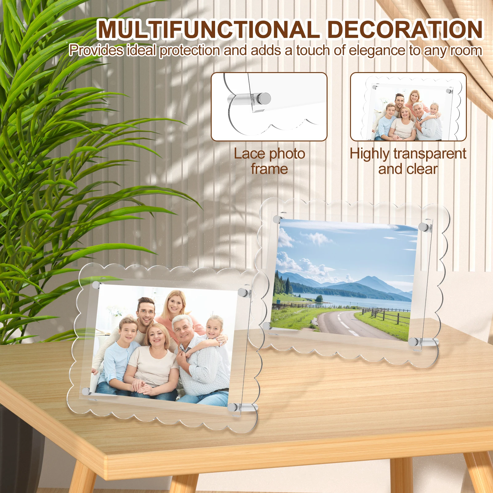 2Pcs Acrylic Picture Frames 4x6 Inch Clear Photo Frame with Screw 5x7 Inch Photo Display Frames Multipurpose Photo Frame