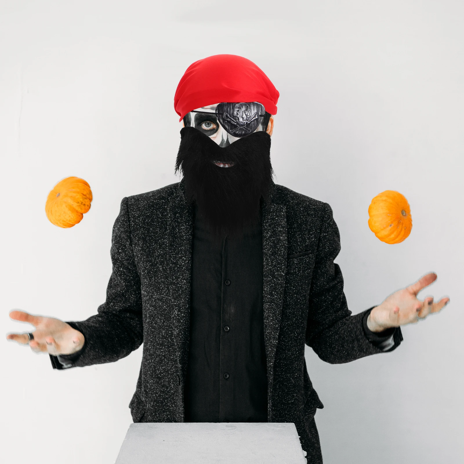 1 conjunto 1 conjunto de acessórios de fantasia decorações de festa de halloween fornecimento de cosplay com remendo de olho bigode bandana adulto