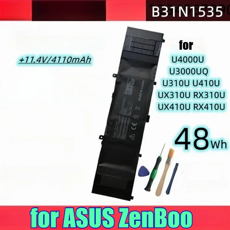 

4110mAh Li-ion Laptop Battery B31N1535 Replacement for ASUS ZenBook U4000U RX410U RX310U U410U UX310U 14 Inch Notebook Long Life
