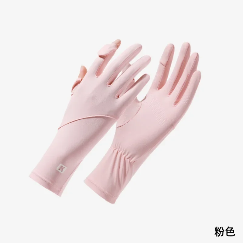 Перчатки из ледяного шелка с сенсорным экраном, высокоэластичные солнцезащитные перчатки с откидным пальцем, удлиненные анти-УФ-варежки для вождения, спорт на открытом воздухе