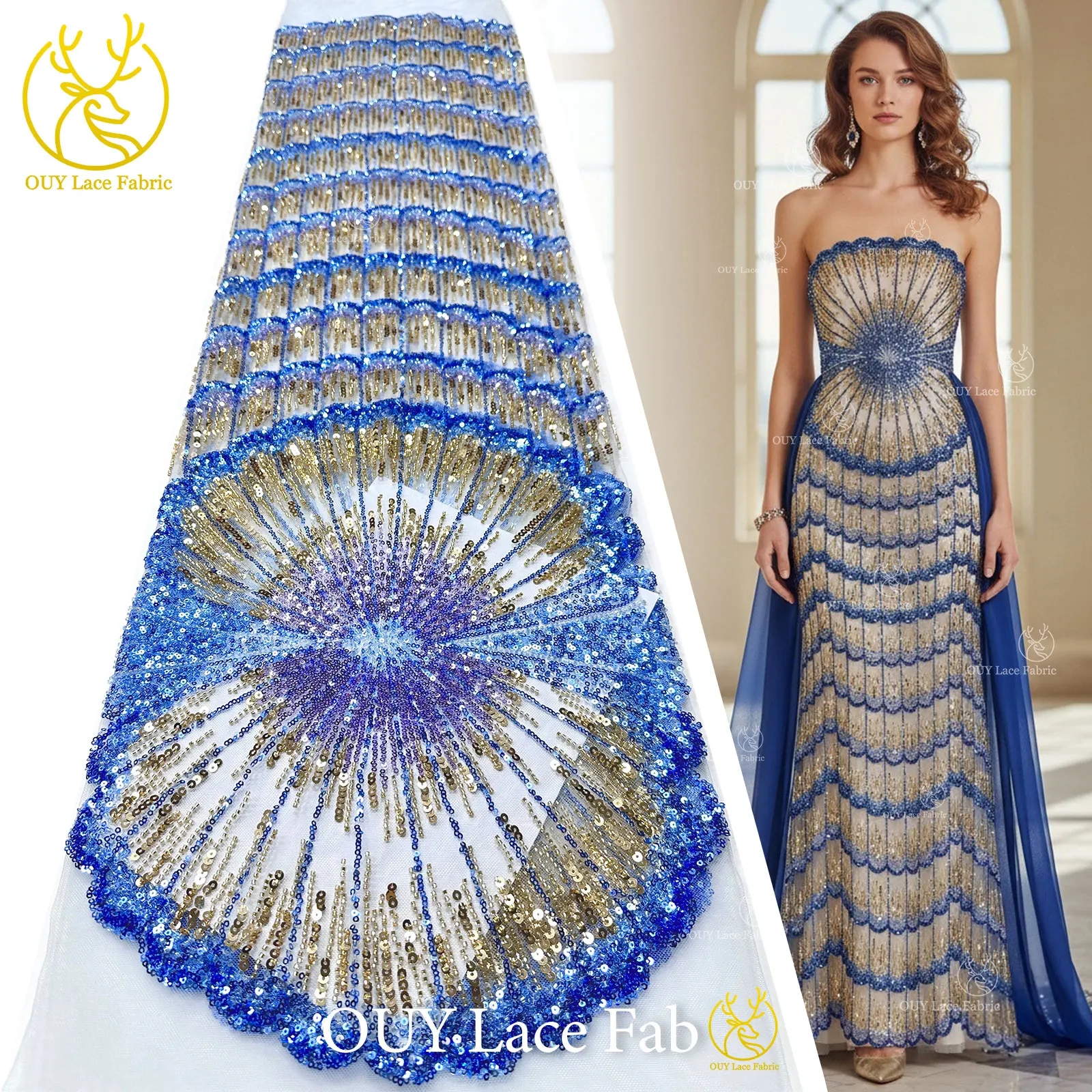 

Royal Luxury African Lace Fabric 2026 High End Nigerian Beaded Sequins Lace French Tulle Lace For Women Prom Party Dress Sewing
