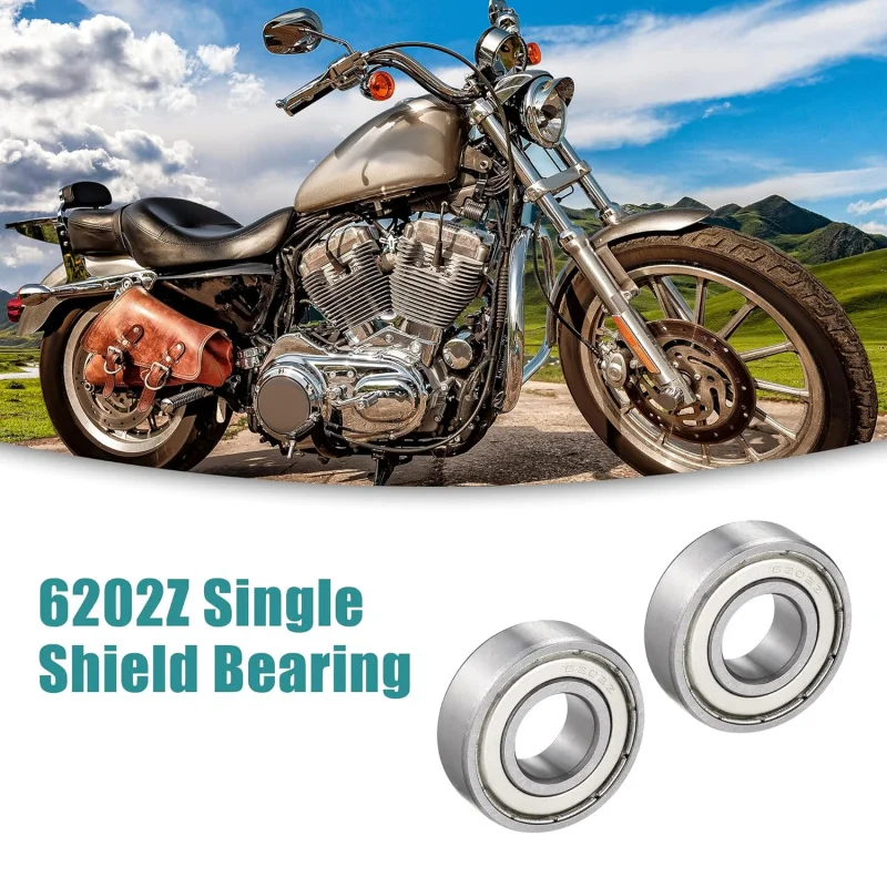 15mm X 35mm X 11mm 6202Z Single Shield Deep Groove Ball Bearing Silver Tone - Pack of 2