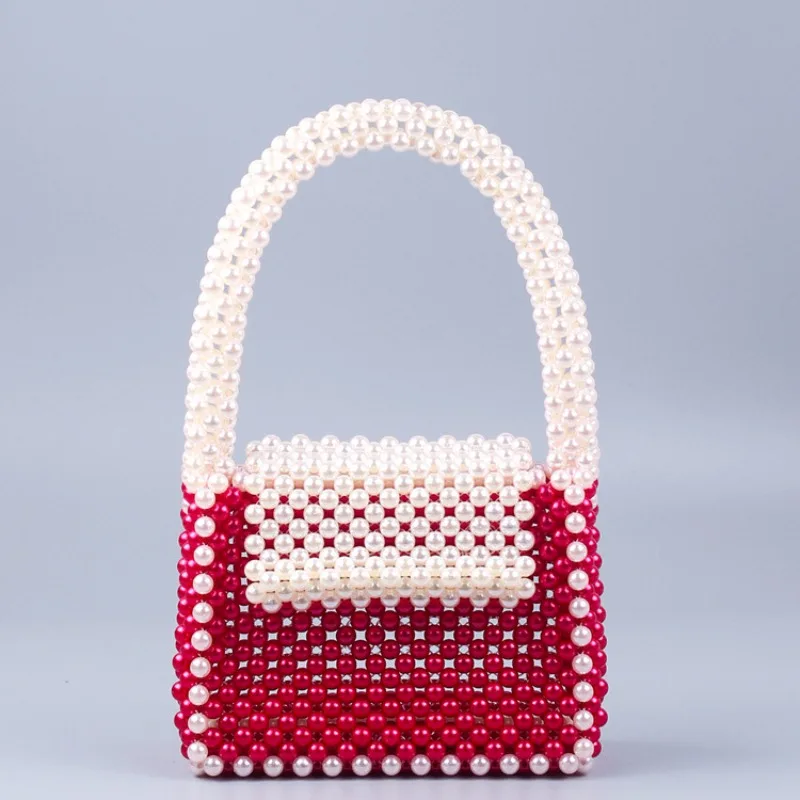 

New Pearl Large Capacity Handbags for Women Fashion Retro Texture Handwoven Beaded Women's Shoulder Bag Customization Bags