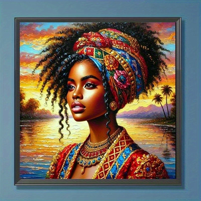 

500PCS/1024 PCS Jigsaw Puzzles Elegant African Woman Portrait Challenging Family Activity Game for Bedroom Home Decor Frameless