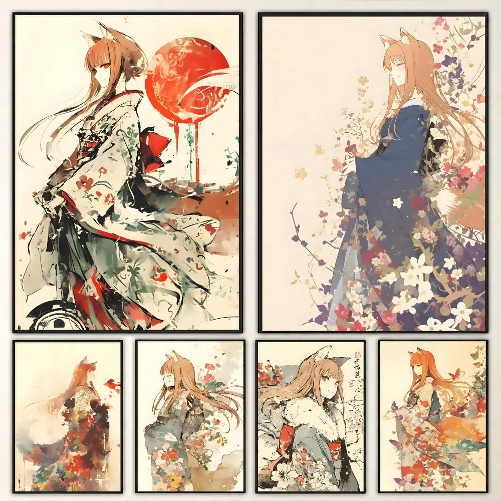 Spice and Wolf Fantasy Anime Romance Merchant Journey Poster Aesthetic Art Print for Bedroom & Living Room Decor, Unframed